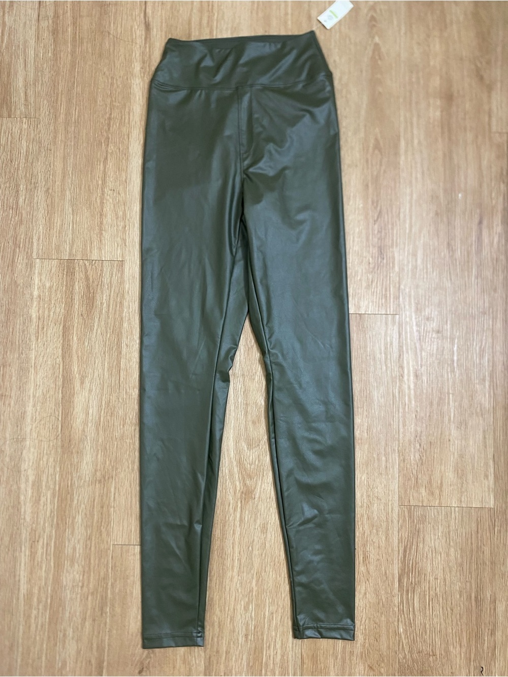 Offline Faux Leather High-Waist Skinny Leggings in Olive